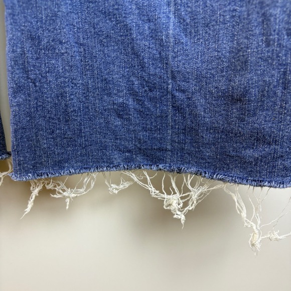 Madewell Flared Wide-Leg Jeans Medium Wash Raw Hem High Rise Women Size 27 - Picture 7 of 16